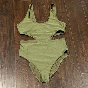 Aerie Olive Green Cutout One Piece Swimsuit